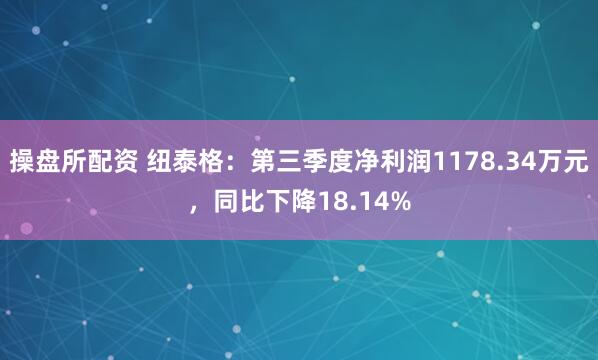 操盘所配资 纽泰格:第三季度净利润1178.34万元,同比下降18.14%