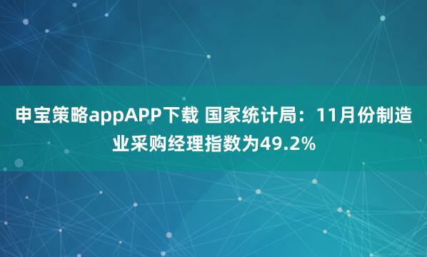 申宝策略appAPP下载 国家统计局：11月份制造业采购经理指数为49.2%
