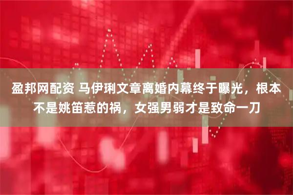 盈邦网配资 马伊琍文章离婚内幕终于曝光,根本不是姚笛惹的祸,女强男弱才是致命一刀